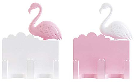 REOOHOUSE Selbstklebende Haken, niedlicher Flamingo-Wandhaken, Dekoration für Zuhause und Büro, für Kinder und Erwachsene, 2 Stück (FLAMINGO)