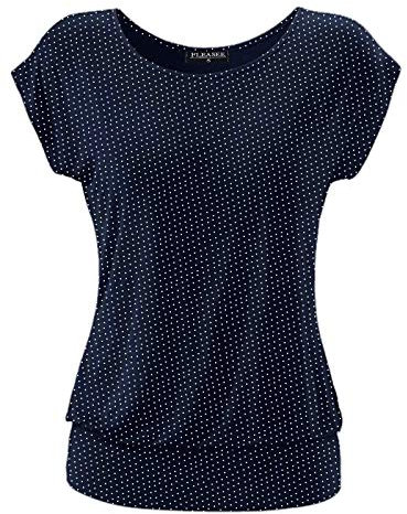 Fleasee dam t-shirt kort ärm blus stretch ledig tunika heltäckande tryck toppar topp