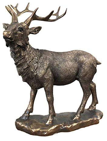 Darthome Vintage Bronze Effect Resin Stag Deer Reindeer Sculpture Figurine Ornament Small