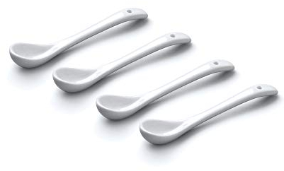 WM TSET152 Bartleet & ‿Sons 1750 Lot de 4 petites cuillères à sel traditionnelles en porcelaine Blanc 10 cm