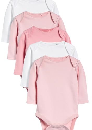 NEXT Bébé fille Body bébé à manches longues 100% coton Essential, lot de 5 Rose/blanc 18 Mois-24 Mois
