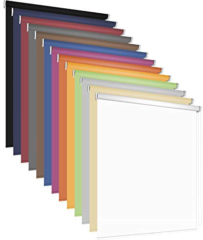 Rollo Sonnenschutz für Fenster & Tür 13 Farben Breite 60-220 cm Stoff Blickdicht Lichtdurchlässig Montage mit Bohren Wand Decke Kettenzugrollo Seitenzugrollo Tageslichtrollo (190 x 180 cm, Weiß)