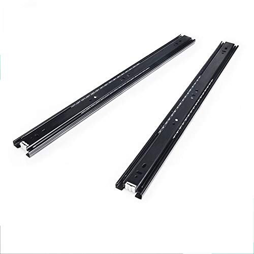 SSHHM 1 Paar 2 Stück/Schubladenschienen/Schwarz Dreiteilig Schwerlast Teleskopschien/Glatt und langlebig/A / 25cm