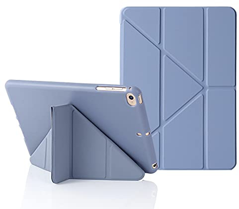 MuyDoux Origami Case for iPad mini 5 4 3 2, iPad Mini Case 7.9 Inch, 5-in-1 Multiple Viewing Angles, Smooth Front Cover & Shockproof Soft Flexible Back, Auto Sleep/Wake, Blue Grey