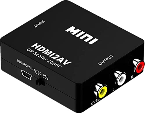 SZJUNXIAO Convertitore da HDMI a AV, Adattatore da HDMI a RCA, 1080P HDMI to 3 RCA CVBS Video Audio con Cavo USB,Composito per TV PC Laptop PS3 Blue-Ray DVD SKY HD VHS