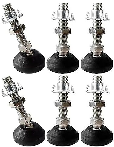 RHUAFET 6 Stück Stellfuß M10 x 40MM Einstellschraube M8, Möbelfuß Sockelfuß Kann 400KG Tragen Verstellbare Füße Stellschraube Stellteller Stellfuß Maximal 15 ° Neigung (6 Stück - M10 x 40 MM)