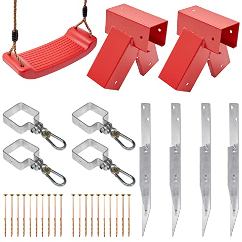 Bausatz zum BAU Einer Spielplatzschaukel - Gartenschaukel - Kinderschaukel - Eine Plastikschaukel| Hergestellt in der Europäischen Union (100°, Rot)