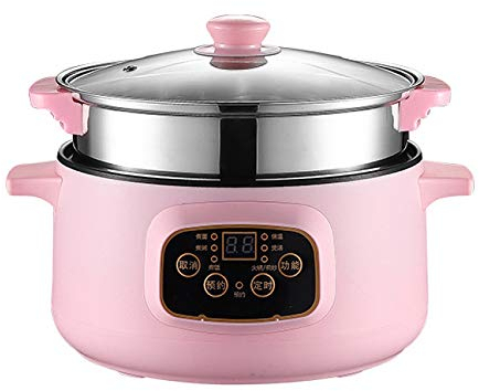 HMTE Pentola per stufato elettrica 1L Fodera in Ceramica Slowcooker per Uso Domestico - Funzione può Essere riservata Stufato a Cottura lenta,Rosa (Rosa)