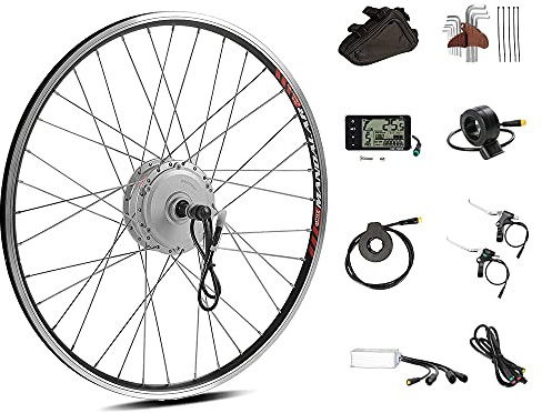Season 26 E-Bike Conversion Kit 36V 350W, Rear Motor for Electric Bicycle Rear Wheel 6/7/8/9 Speed Freewheel, with LCD Display