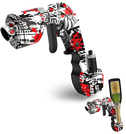 FIYSON Champagner Spritzpistole Handheld Flaschenbier Ejektor Champagner Pistole mit Wein Stopper Korkenzieher Champagner Weinspender Brunnen für Schwimmbad,Strand,Geburtstag,Hochzeit,Bar-Tool (Rot)