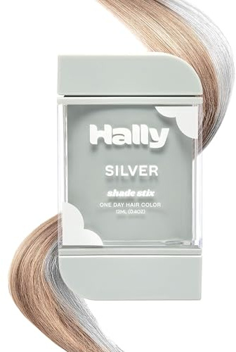 Hally Hair Temporary Hair Color, Shade Stix (Silver) - Hair Makeup Accessories for Kids, Teens & Adults - 12 ml Washable Hair Chalk & Dye for Festivals, Sporting Events & Parties