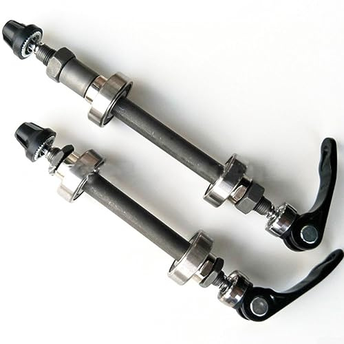 Front + Rear Axle Quick release,Bicycle Black Wheel Hub Front And Rear Steel Quick Release Axle With 2 Bearings Bike Hub and Shaft Hollow Axle