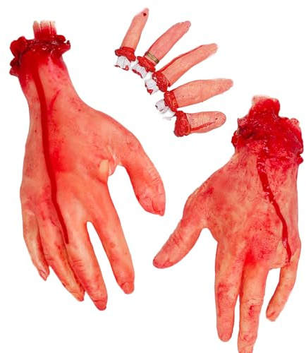 Halloween Deko Blutige Abgetrennte Hände Set,ZXYue 3 Stück Halloween Blood Requisiten Hände Bloody Dead Körperteile Für Halloween Haunted House Party Supplies Menschliche Blutige Weibliche Hand