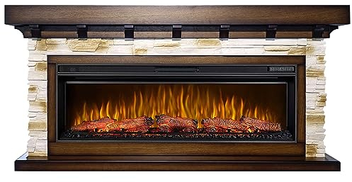 ArtiFlame Elektrokamin mit Gehäuse Ludwig AF50 Multicolor LED mit Klang, 5 Flammenfarben, 5 Farben Holzbeleuchtung, Timer, 5 Helligkeitsstufen, original Design, Fernbedienung, 3D ANTIK Eiche