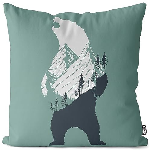 VOID Alpen Bär Österreich Bild Kissenbezug Kissenhülle Polyester Dekoration Weihnachten Winter Weihnachts-Deko Kissen, Kissen Größe:40 x 40 cm
