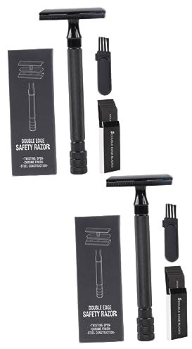 minkissy 2 Sätze Manueller Rasierer Herren Bartrasierer Zweischneidiger Rasierer Für Herren Máquina De Afeitar Para Hombre Nasenhaarschneider Handbuch Edelstahlklinge Mann Haarspange