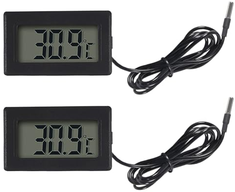 AITRIP 2 Stück digitales LCD-Thermometer, Temperaturmonitor mit externer Sonde für Kühlschrank, Gefrierschrank, Kühlschrank, Aquarium