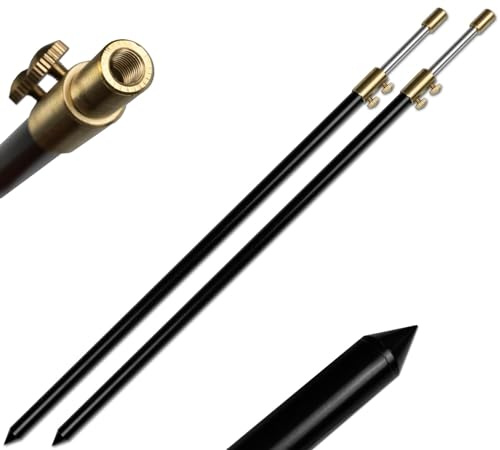 2-4 Stück Rutenhalter Brolly Bankstick Alu Doppelschraube 50-90cm / 100-190cm 16/9mm schwarz