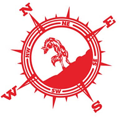 TOPPERFUN Autoaufkleber Wolf Kompass Berg Motiv Wetterfester Vinyl Sticker Für Motorhaube Und Türseite Rote Farbe Langlebig Und Dekorativ Auto Tuning Für Individualisten