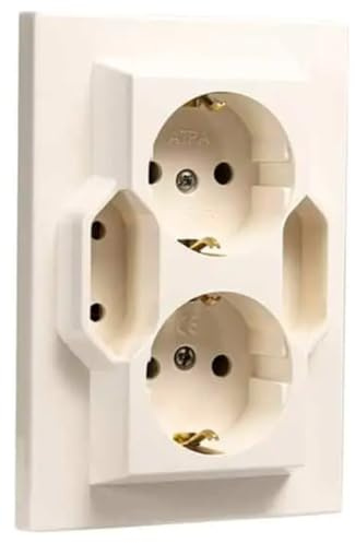 4-fach Unterputz Schukosteckdosen Scutzkontakt Steckdose Eurostecker Creme 5404