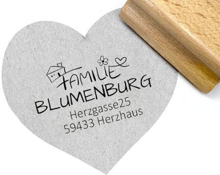 Stempel Individueller Adressstempel BLUME - Familienstempel personalisiert mit Namen Adresse, Geschenk für Familie, Geburtstag - zAcheR-fineT