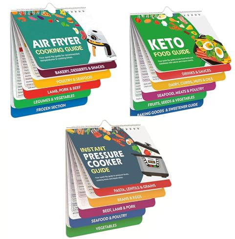 Air Fryer Recipe Book, Instant Pot Accessories, Booklet with Food Cooking Times & Temperature, Air Fryer Cooking Guide for Beginners, Magnetic Cheat Sheet Set (All)