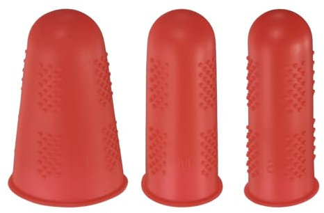 QUARKZMAN 9Stk Gummi Finger Spitzen Finger Protektoren Silikon Finger Kinderbetten Fingerhut Finger Hüllen Handschuhe Hüllen für Zuhause Büro Desktop Zubehör Gitarre 3 Größen Rot