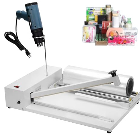 ROGHA Schrumpffolienmaschine, Folienversiegelungsmaschine, mit 1800-W-Heißluftpistole und Schrumpffolie für PVC-POF-Folie, Plastiktüten,30cm