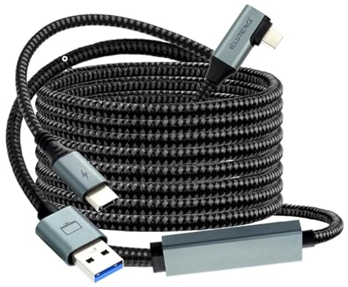 ELUTENG Cavo Link 5m Compatibile con Meta Oculus Quest 3 2 Pro Pico 4 Cavo da USB 3.0 a Type-C Cable per Cuffie VR e PC da Gioco Cavo di Collegamento con Trasferimento Dati 5Gbps Accessori PC Steam VR