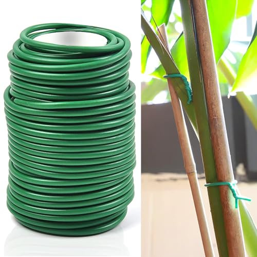 Filo da Giardino Verde da 20 m X 3.5 mm,Filo da Giardino in Plastica,Corda Cava,Cravatte da Giardino per Piante,per Fissare e Allenare Piante Rampicanti