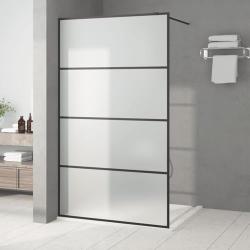 IKAYAA Mampara Ducha Fija 115 x 195 cm -Panel Pantalla Fijo Ducha de Vidrio ESG - Mamparas de Ducha Fija con Cristal Templado 5 mm - Mampara Fija Transparente Esmerilado