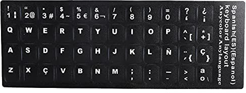 Tastaturaufkleber Spanisch, für 10 Bis 17 Zoll Laptop, Notebook, Desktop-Computer, Aufkleber, Spanischer Wasserdichter Schwarzer Hintergrund, Tastaturtaste