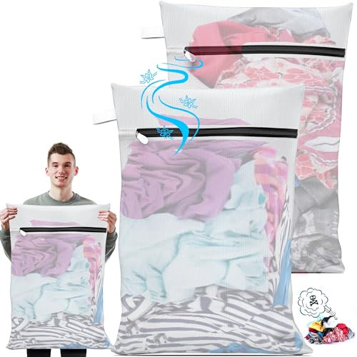 2 Sacchetti Lavatrice Riutilizzabili 90x60 cm | Proteggi i Tuoi Capi con queste rete per bucato in lavatrice 100% Poliestere | Sacchetti per Lavatrice per Biancheria Delicata | Retina per Lavatrice