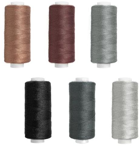 Desenda 6 Colors Sewing Thread Kit Strong Polyester Quilting Thread 393 Yards Per Spools for Machine DIY Hand Sewing (Black Series)