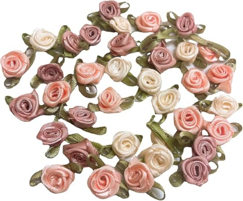100 mini rose da 15 mm, in nastro di raso, per fai da te, cucito, artigianato, accessori per matrimonio, sposa, regalo, decorazione, multicolore