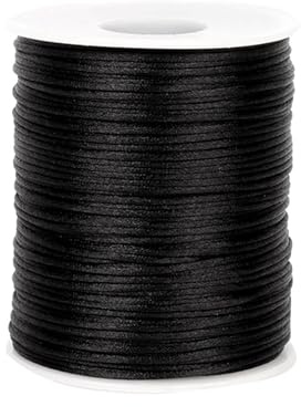 1.5 mm x100 m Schwarze Nylon Schmuckband,Nylonschnur für Armbänder,Schnur Schwarz,Reißfest Schnur,für Armbänder Perlen Auffädeln Halskette Schmuckherstellung DIY Handwerk,Handwerk Nylonschnur
