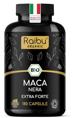BIO Maca Kapseln (Schwarz) - 3200 mg je Tagesdosis (entspricht 12.800 mg Maca-Wurzel aus Peru), mit natürlichem Vitamin C - Bio-zertifiziert, vegan & ohne Magnesiumstearat