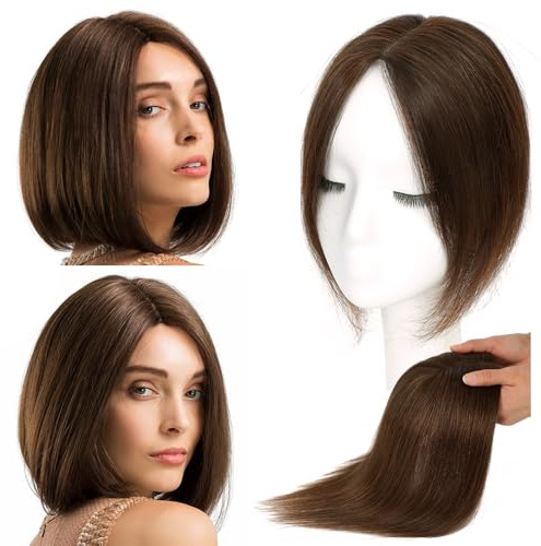 Lagomance 10inch Hair Toppers for Women with Thinning Hairpieces for Women 10 inch Medium Brown Toppers 4.4 * 3.1’ Wiglets Hairpieces for Thinning Hair#4
