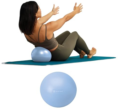 Gaiam Mini Ab Ball (Clear Sky), 8 Inch Inflatable Anti-Burst Exercise Ball for Core Strength, Pilates, Yoga, and Physical Therapy, Includes Inflation Straw, Plug & Downloadable Exercise Guide