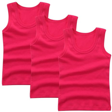 XINYUNZU 3er Pack Tank Top Kinder Baumwolle Unterhemd Rundhals Ärmellose Shirt Casual Tanktop Einfarbig Freizeit Tops Sommer Unterhemden für Jungen und Mädchen 2-14 Jahre
