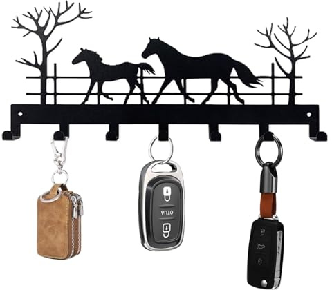 GOSLYLY Ganchos para llaves, Colgador Llaves Pared, para Colgar Llaveros, Paraguas, Gafas de Sol,para pasillo, cocina, dormitorio, sala de estar, baño, oficina (caballo)