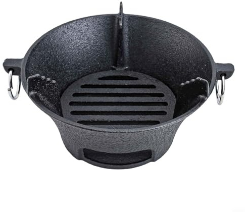Bebykilemi Carbon Furnace,Cast Iron Charcoal Stove, BBQ Grill Indoor Outdoor Portable Cooking Stove With Heat Resistant Handles And Double Layer Design For Camping Picnic Home Use(19.5cm)