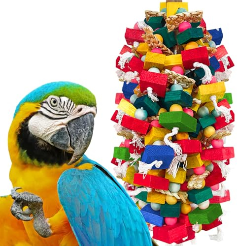 HZDZ LCPAW Extra Large Bird Toys for Macaws Cockatoos Amazons Chew - Natural Wood Parrot Chewing Toy with Foraging, Bird Cage Activity Center