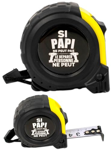 ERNESTINE - Mètre ruban Papi - cadeau fête des grands pères et fête des pères - cadeau papy accessoire homme - mètre pliant personnalisable famille - cadeau papi homme anniversaire Noël naissance
