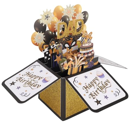Biglietto Auguri Pop up di Compleanno per Papà, Biglietto d'Auguri Pop up Scatola Regalo Buon Compleanno Creativo 3D di Alta Qualità Durevole con Busta Adatto per Figlio e Figlia