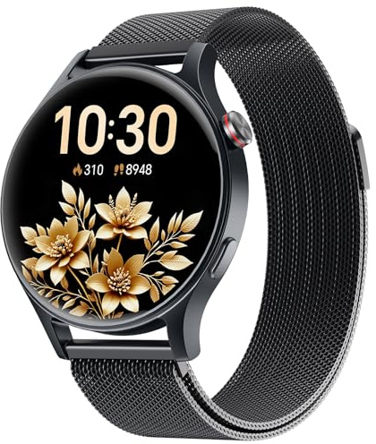 Smartwatch Damen Herren Rund mit Telefonfunktion, AMOLED Ultra-Clear Screen Uhren (Durchmesser 43mm),110+ Sportmodi Watch mit SpO2 Pulsuhr Schlafmonitor,3ATM Wasserdicht Fitnessuhr für iOS Android
