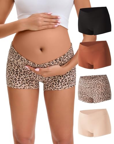 INNERSY Umstands Unterhosen Umstandsmode, M, Schwarz/Rotbraun/Beige/Leopard
