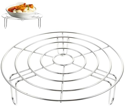 LINTRA Dampfeinsatz für Topf, 304 Edelstahl Gareinsatz für Töpfe, 20 x 20 x 7 cm Rund Einlegerost, Dreibein-Design Edelstahl Einlegerost Dampfrost, für Dämpfen, Backen und Abkühlen