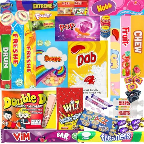 Retro Sweets Gift Box Hamper – Classic Nostalgic UK Sweet Selection in Letterbox Packaging – Variety Candy Treat Box for Adults & Kids, Birthday, Christmas, Fathers Day Gift