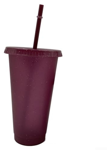 Flash Powder Style - Juego de 5 botellas de agua reutilizables de 710 ml con tapa y popote para hidratación diaria (morado)